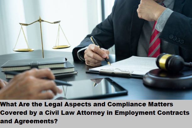 What Are the Legal Aspects and Compliance Matters Covered by a Civil Law Attorney in Employment Contracts and Agreements?